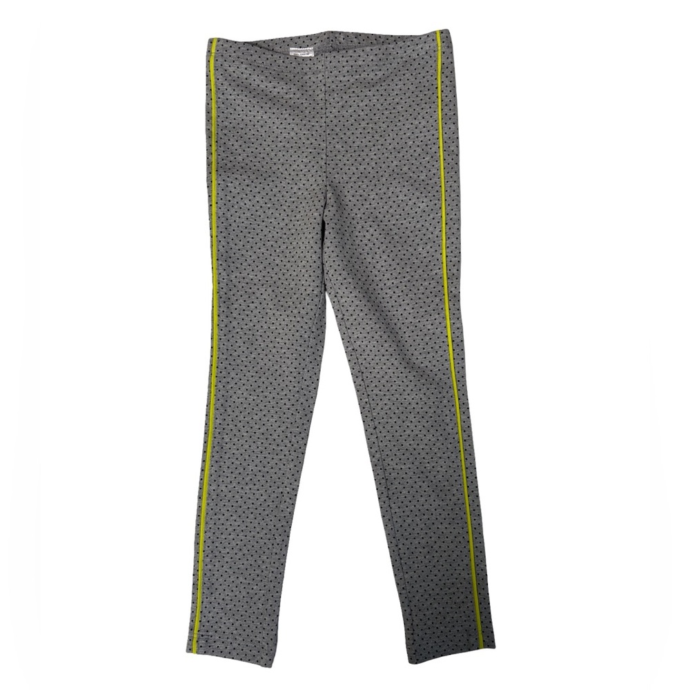 Tea Collection Girls Leggings Grey Black Polka Dot Neon Yellow Stripe Size 6 NWT